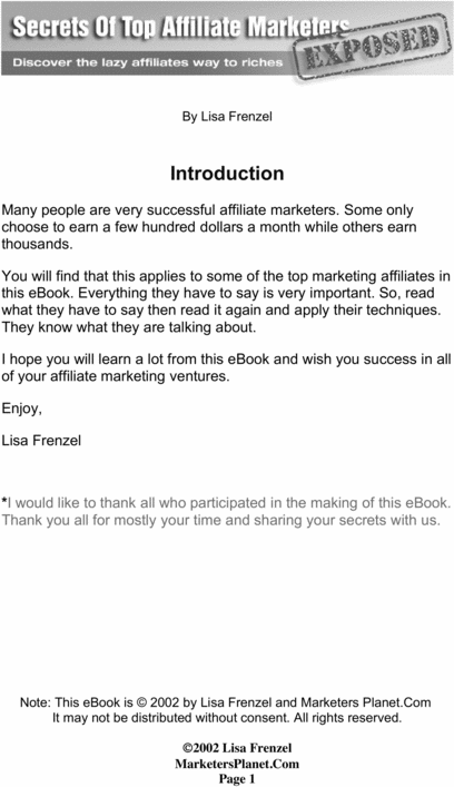 Product picture Secrets of Top Affiliate Marketers Exposed