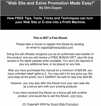 Product picture Web Site and E-zine Promotion Made Easy 